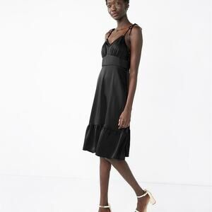 Midi Dress Nine West Large Strappy Empire Midi Dress in Mineral Black NWT